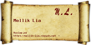 Mellik Lia névjegykártya